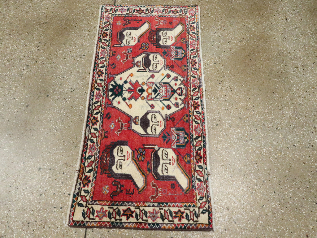 Vintage Persian Hamadan Pictorial Throw Rug (Pair: 2 of 2), No.27490 - Staging