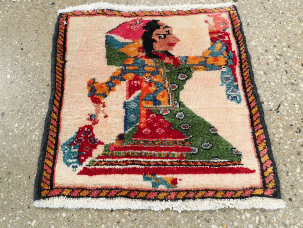 Vintage Persian Shiraz Pictorial Rug, No.27491 - Staging