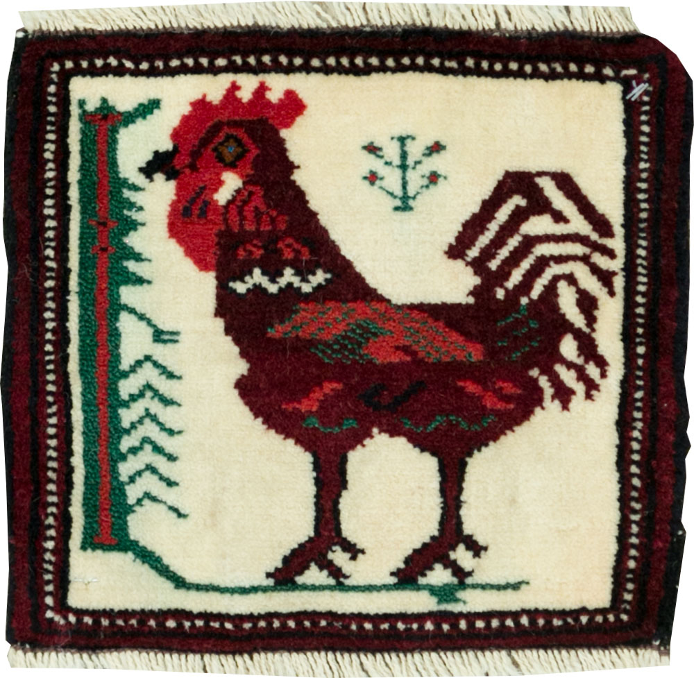 Vintage Persian Pictorial Baluch Rug (Pair: 1 of 2), No.27496 - Staging