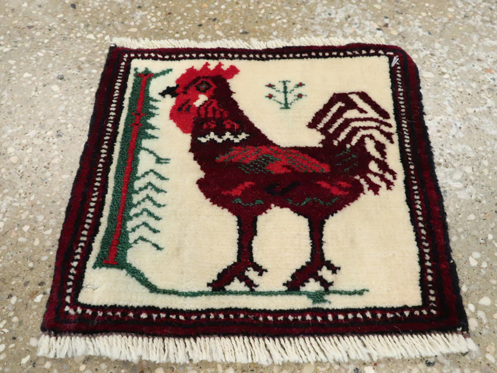 Vintage Persian Pictorial Baluch Rug (Pair: 1 of 2), No.27496 - Staging