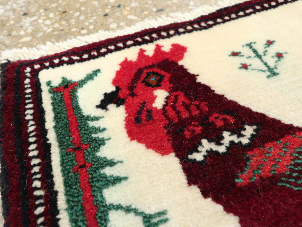 Vintage Persian Pictorial Baluch Rug (Pair: 1 of 2), No.27496 - Staging