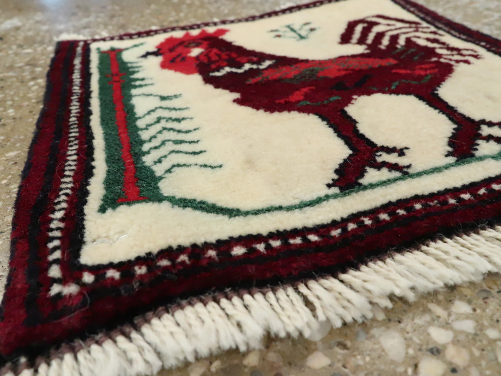 Vintage Persian Pictorial Baluch Rug (Pair: 1 of 2), No.27496 - Staging