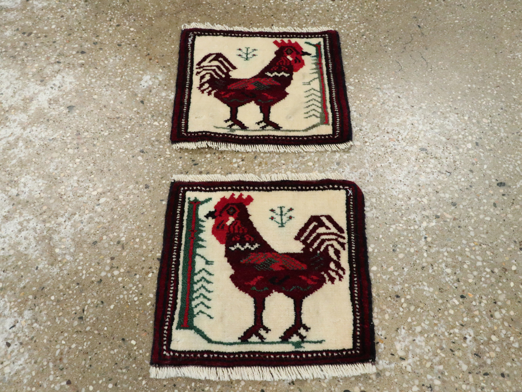 Vintage Persian Pictorial Baluch Rug (Pair: 1 of 2), No.27496 - Staging
