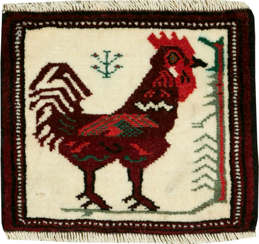 Vintage Persian Pictorial Baluch Rug (Pair: 2 of 2), No.27497 - Staging