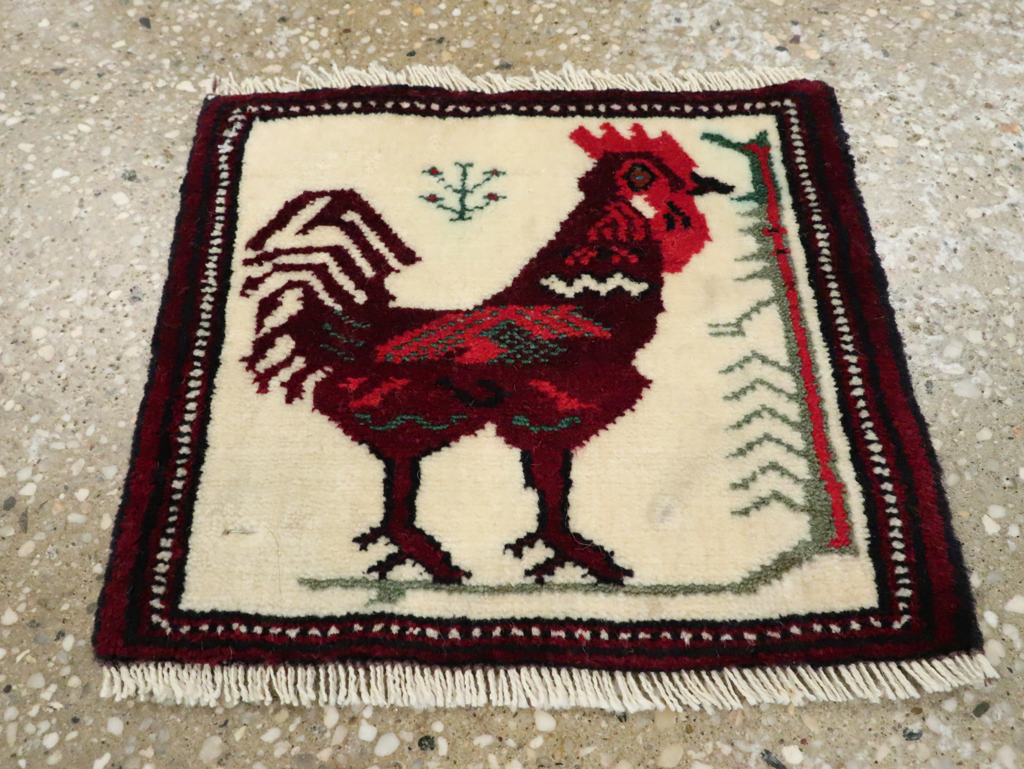 Vintage Persian Pictorial Baluch Rug (Pair: 2 of 2), No.27497 - Staging