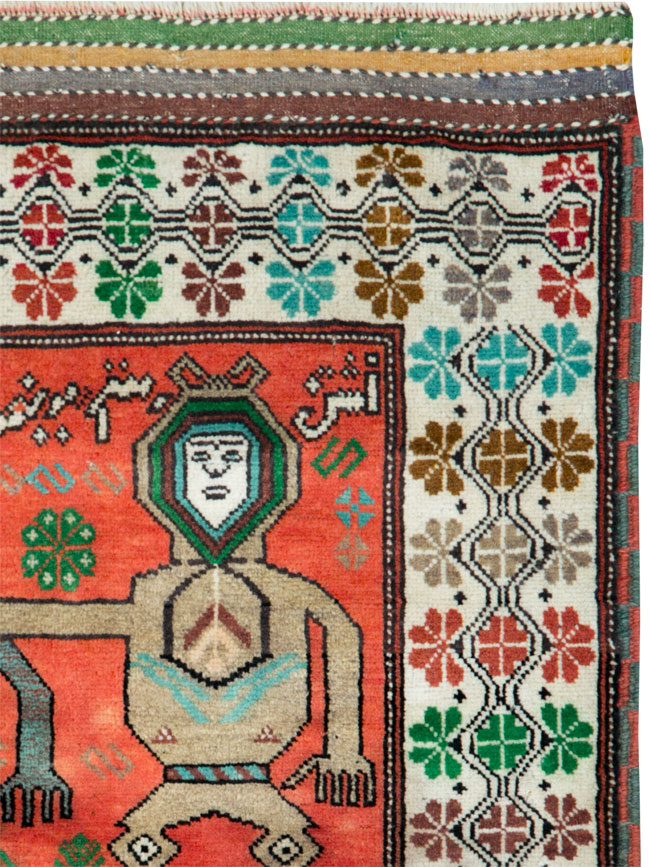 Tribal Persian Baluchi Pictorial Rug, No.27499 - Staging