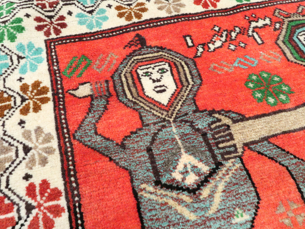 Tribal Persian Baluchi Pictorial Rug, No.27499 - Staging