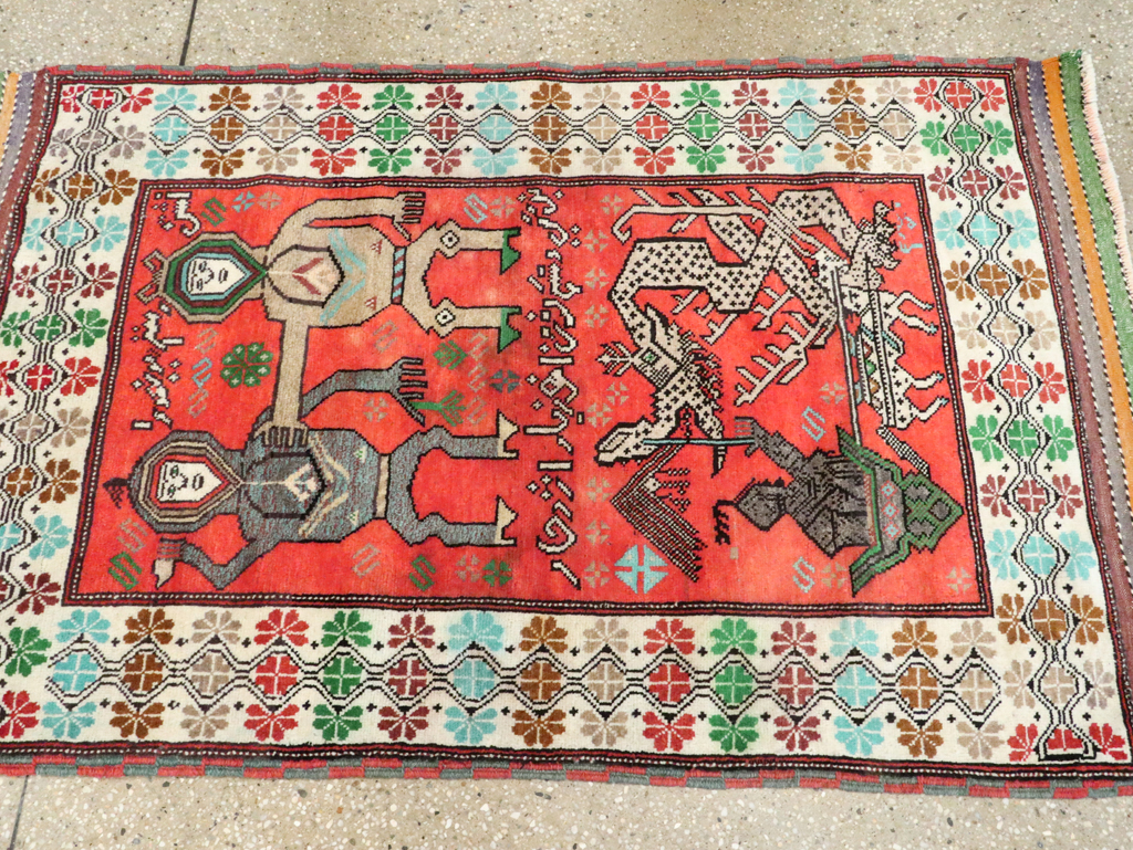 Tribal Persian Baluchi Pictorial Rug, No.27499 - Staging