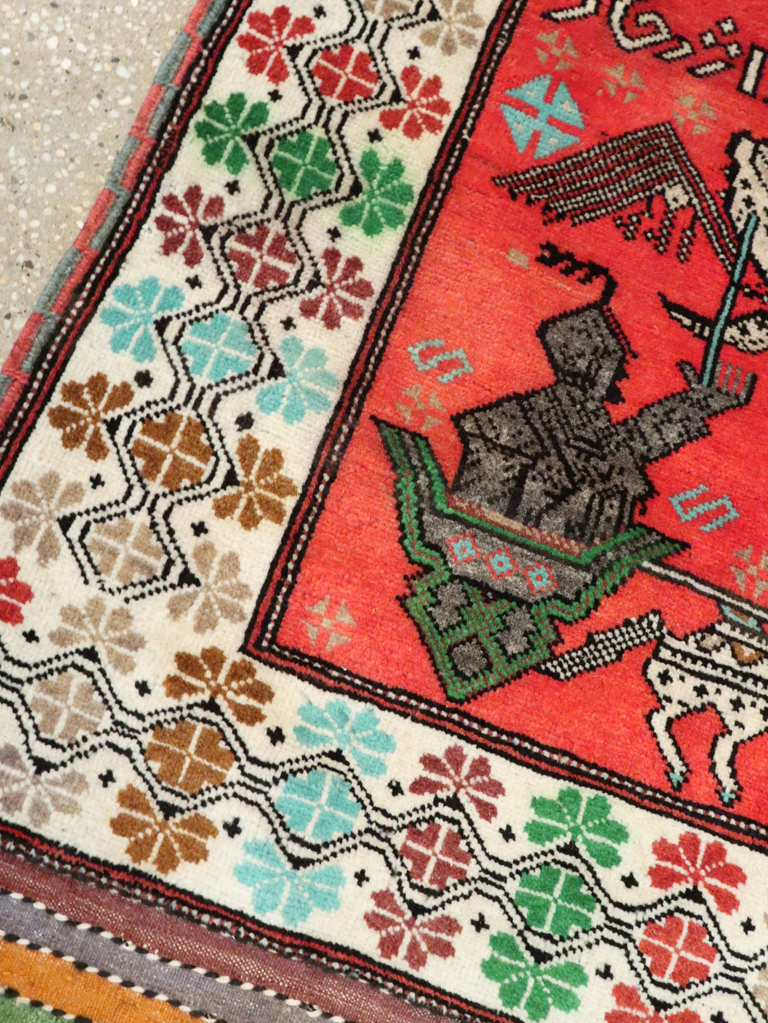 Tribal Persian Baluchi Pictorial Rug, No.27499 - Staging