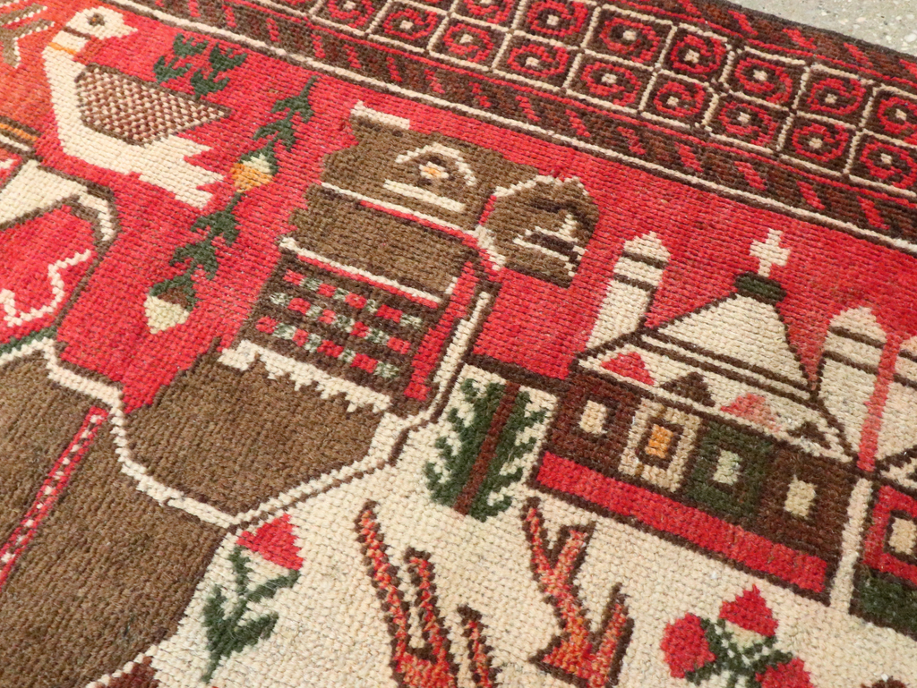 Vintage Persian Pictorial Baluch Rug, No.27500 - Staging