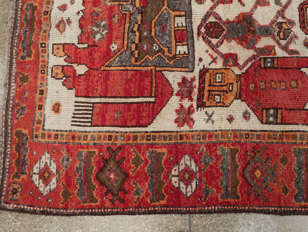 Vintage  Persian Bakhtiari Pictorial Carpet, No.27502 - Staging