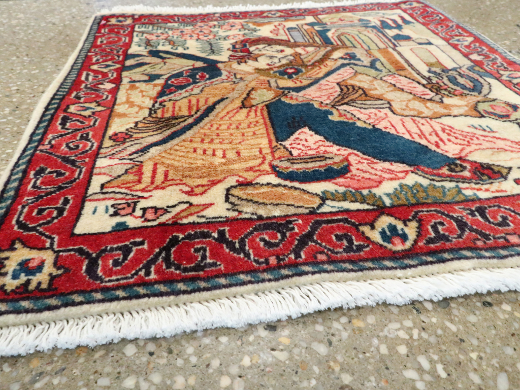 Vintage Persian Tabriz Pictorial Rug (Pair: 1 of 2), No.27505 - Staging