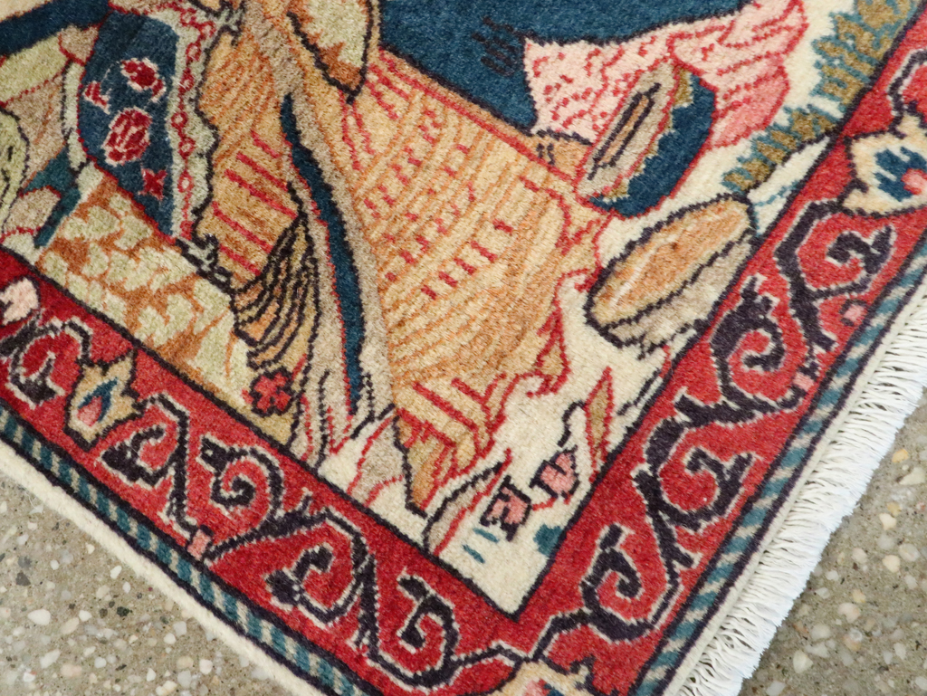 Vintage Persian Tabriz Pictorial Rug (Pair: 1 of 2), No.27505 - Staging