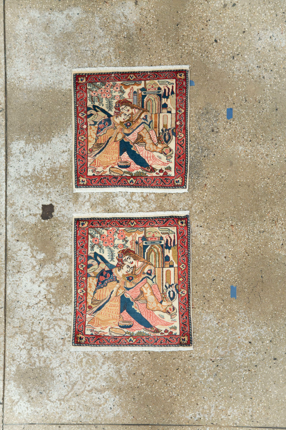 Vintage Persian Tabriz Pictorial Rug (Pair: 1 of 2), No.27505 - Staging