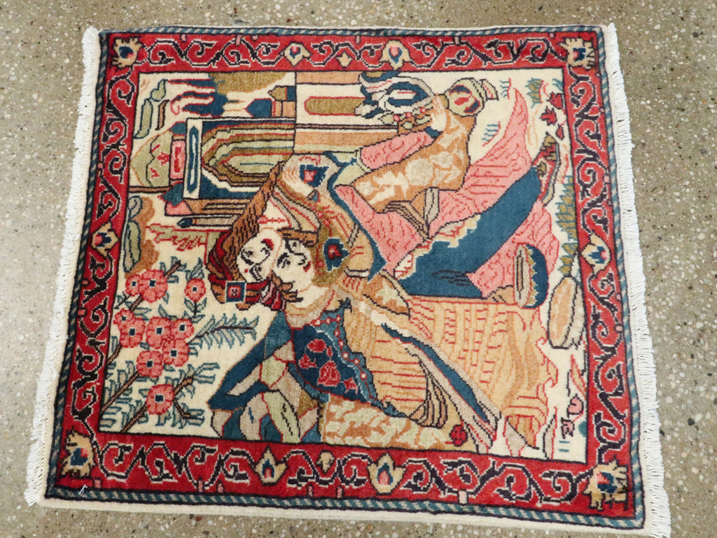 Vintage Persian Tabriz Pictorial Rug (Pair: 2 of 2), No.27506 - Staging