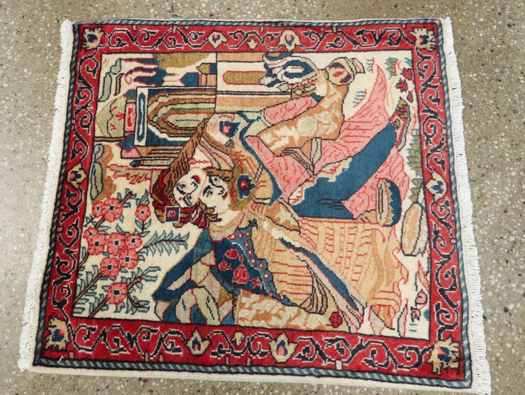 Vintage Persian Tabriz Pictorial Rug (Pair: 2 of 2), No.27506 - Staging