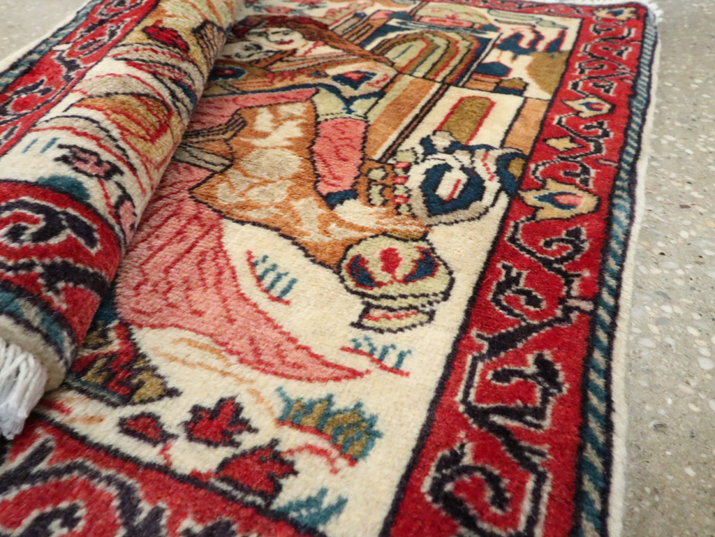 Vintage Persian Tabriz Pictorial Rug (Pair: 2 of 2), No.27506 - Staging