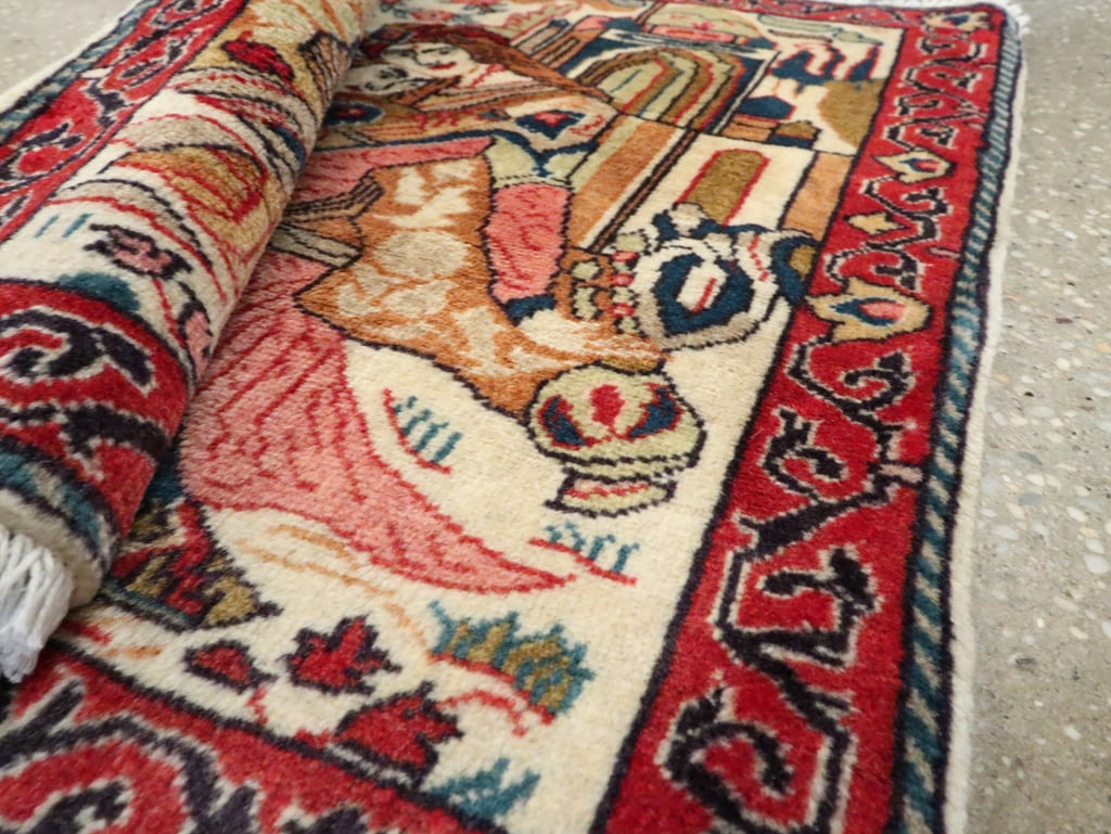Vintage Persian Tabriz Pictorial Rug (Pair: 2 of 2), No.27506 - Staging