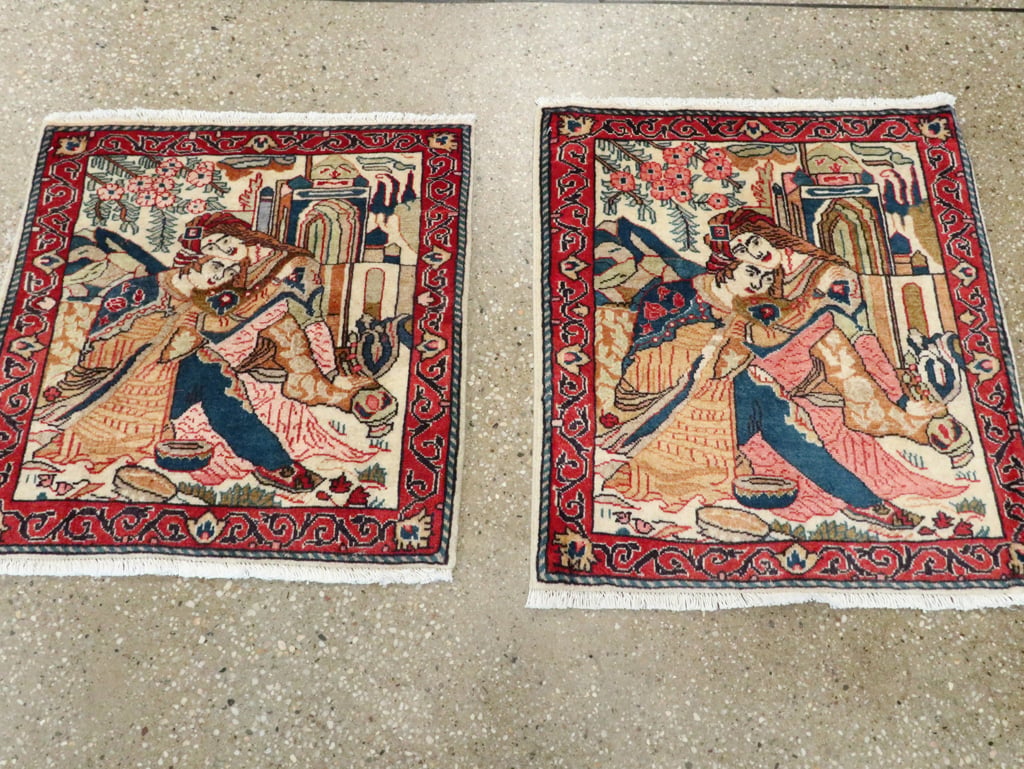 Vintage Persian Tabriz Pictorial Rug (Pair: 2 of 2), No.27506 - Staging