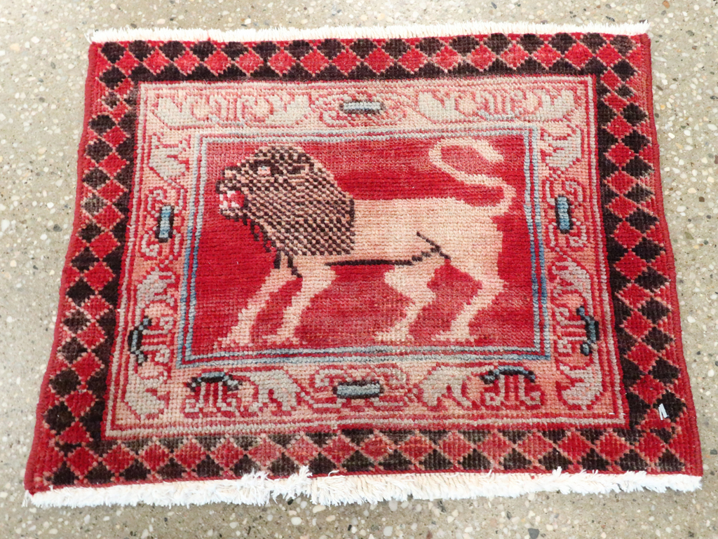 Vintage Persian Ardabil Pictorial Rug, No.27519 - Staging