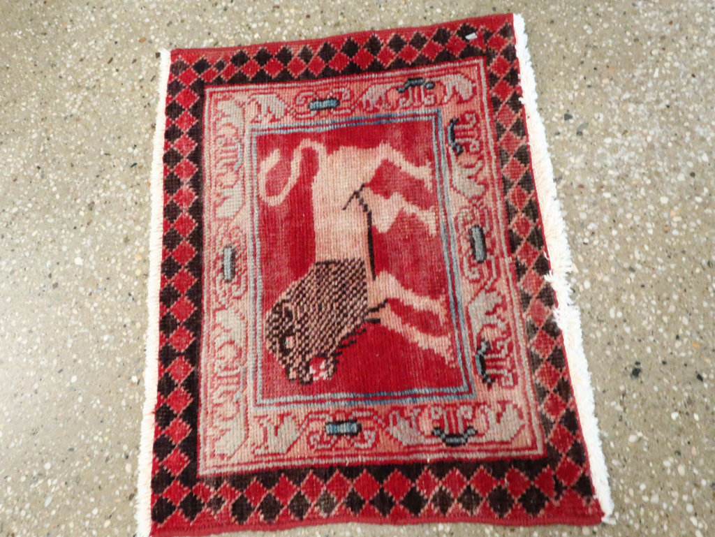 Vintage Persian Ardabil Pictorial Rug, No.27519 - Staging