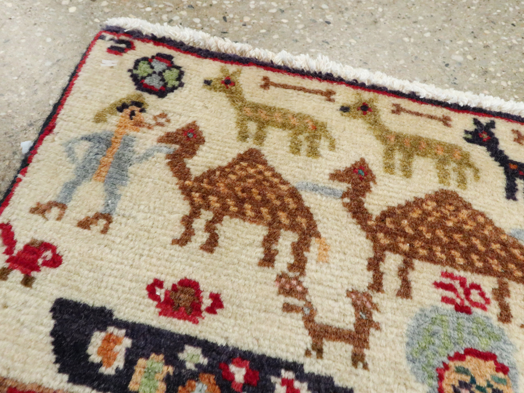 Vintage Persian Baluch Pictorial Rug (Pair: 2 of 2), No.27522 - Staging