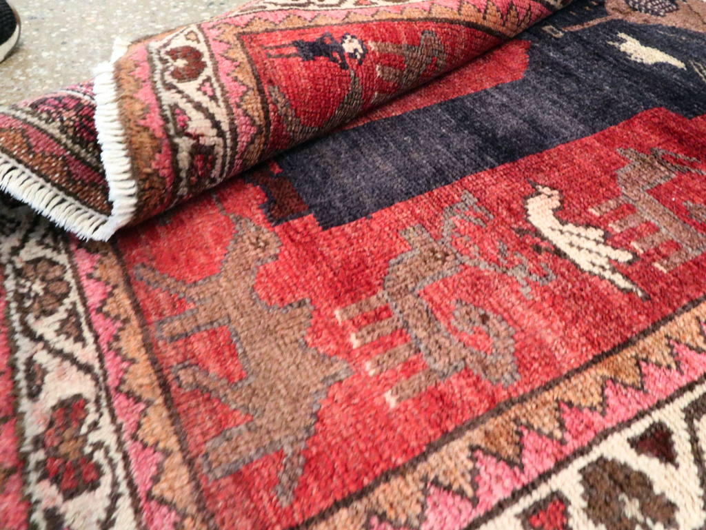 Vintage Persian Hamadan Pictorial Rug, No.27523 - Staging