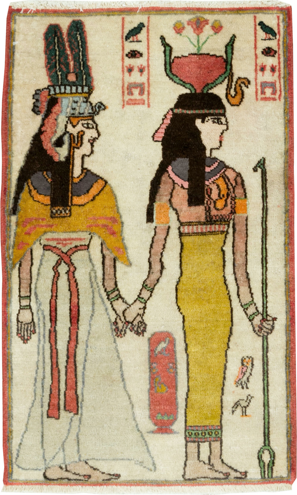 Vintage Persian Tabriz Pictorial Rug, No.27526 - Staging