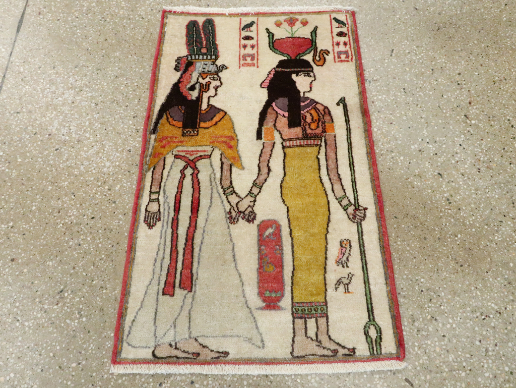 Vintage Persian Tabriz Pictorial Rug, No.27526 - Staging