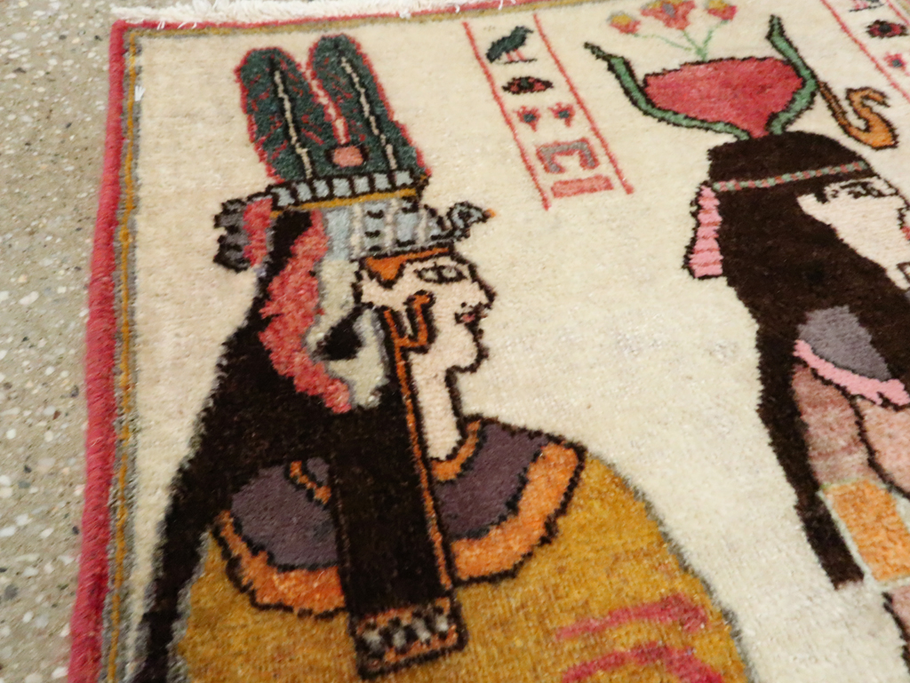 Vintage Persian Tabriz Pictorial Rug, No.27526 - Staging