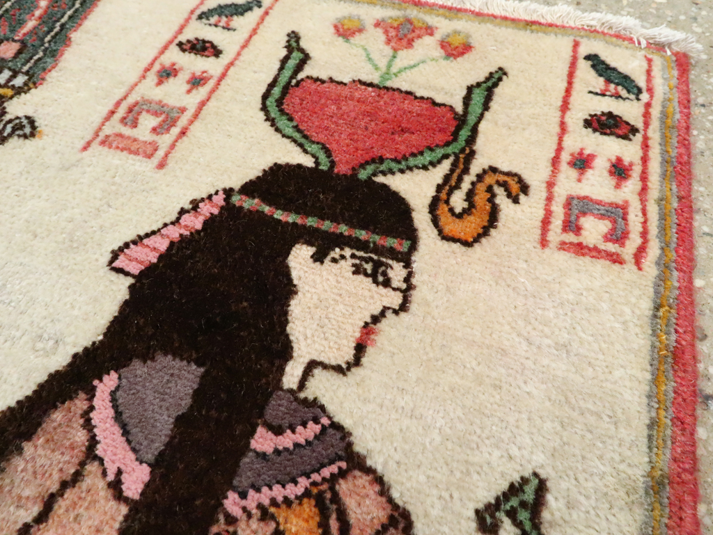 Vintage Persian Tabriz Pictorial Rug, No.27526 - Staging