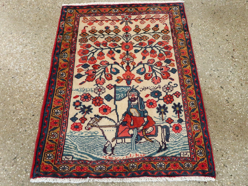 Vintage Persian Pictorial Hamadan Rug, No.27534 - Staging
