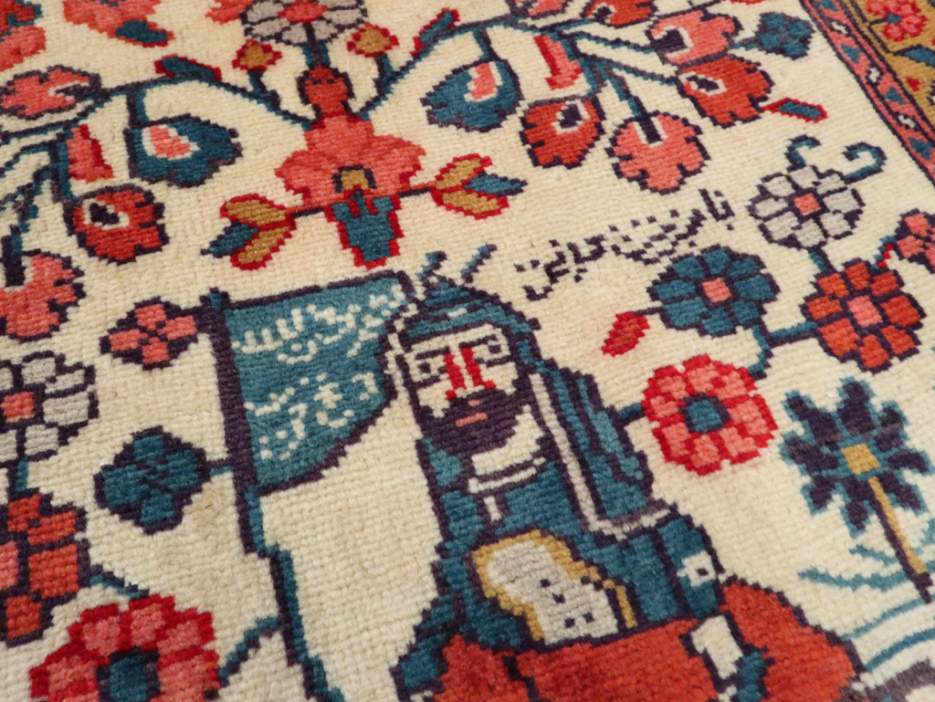 Vintage Persian Pictorial Hamadan Rug, No.27534 - Staging