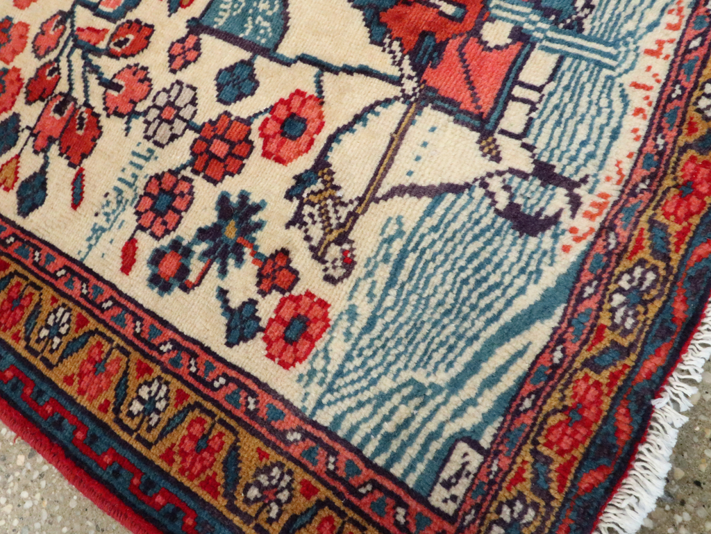 Vintage Persian Pictorial Hamadan Rug, No.27534 - Staging