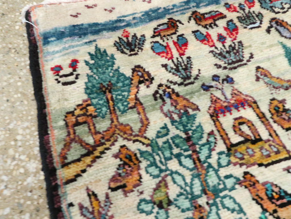 Vintage Persian Tabriz Pictorial Rug, No.27535 - Staging