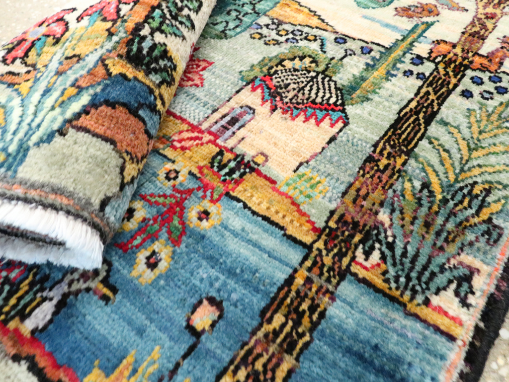 Vintage Persian Tabriz Pictorial Rug, No.27535 - Staging