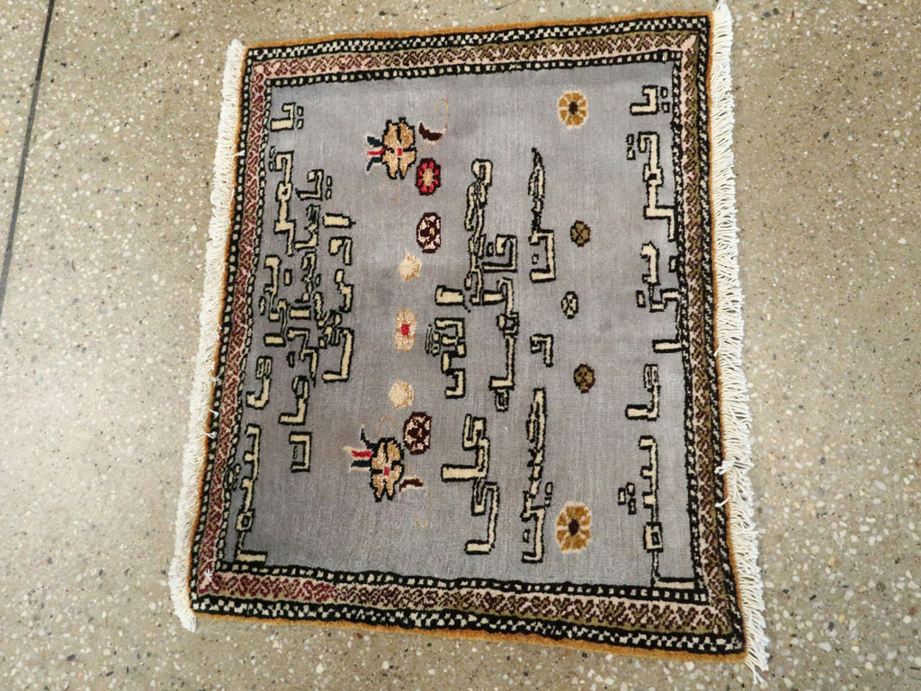 Vintage Persian Tabriz Pictorial Throw Rug, No.27536 - Staging