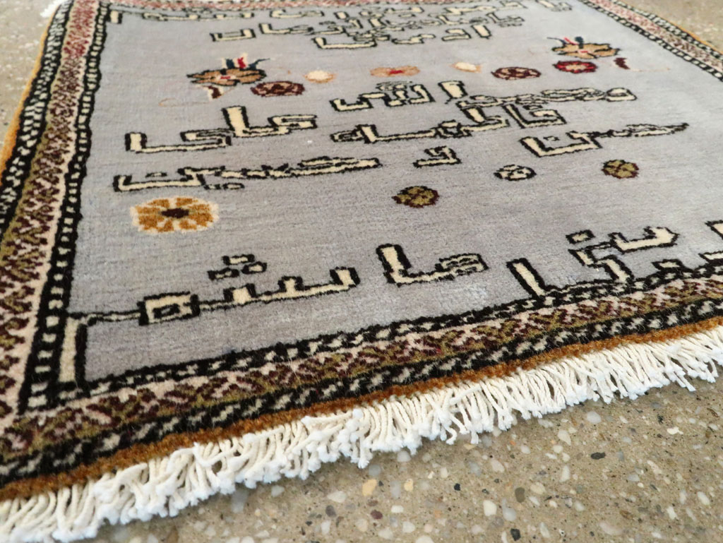 Vintage Persian Tabriz Pictorial Throw Rug, No.27536 - Staging