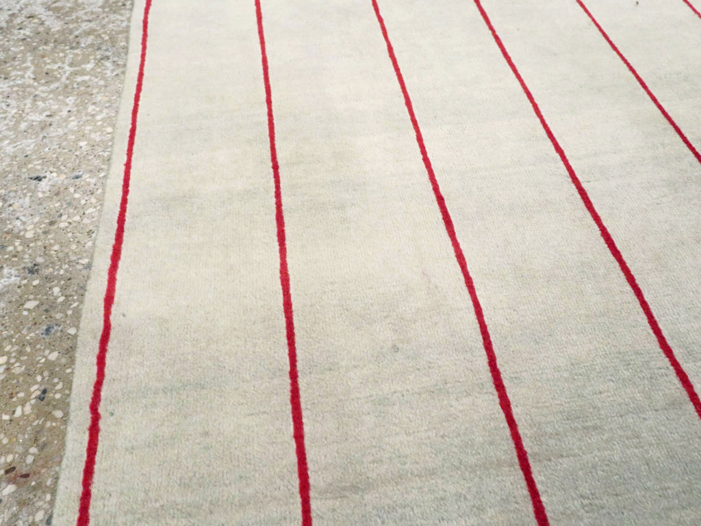 Vintage Persian Art Deco Mashad Throw Rug (Pair: 1 of 2), No.27543 - Staging