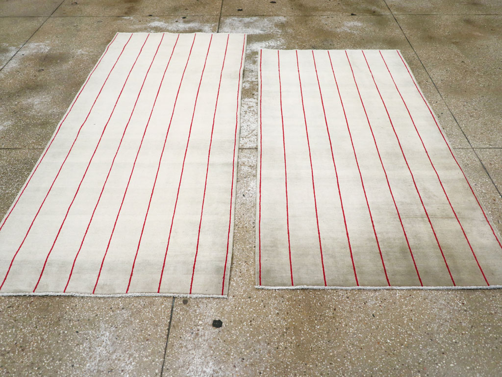 Vintage Persian Art Deco Mashad Throw Rug (Pair: 1 of 2), No.27543 - Staging