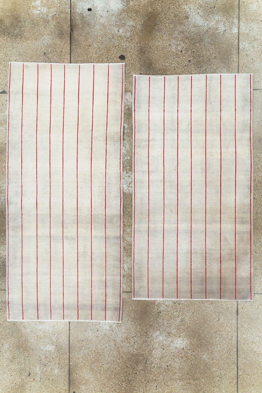 Vintage Persian Art Deco Mashad Throw Rug (Pair: 1 of 2), No.27543 - Staging