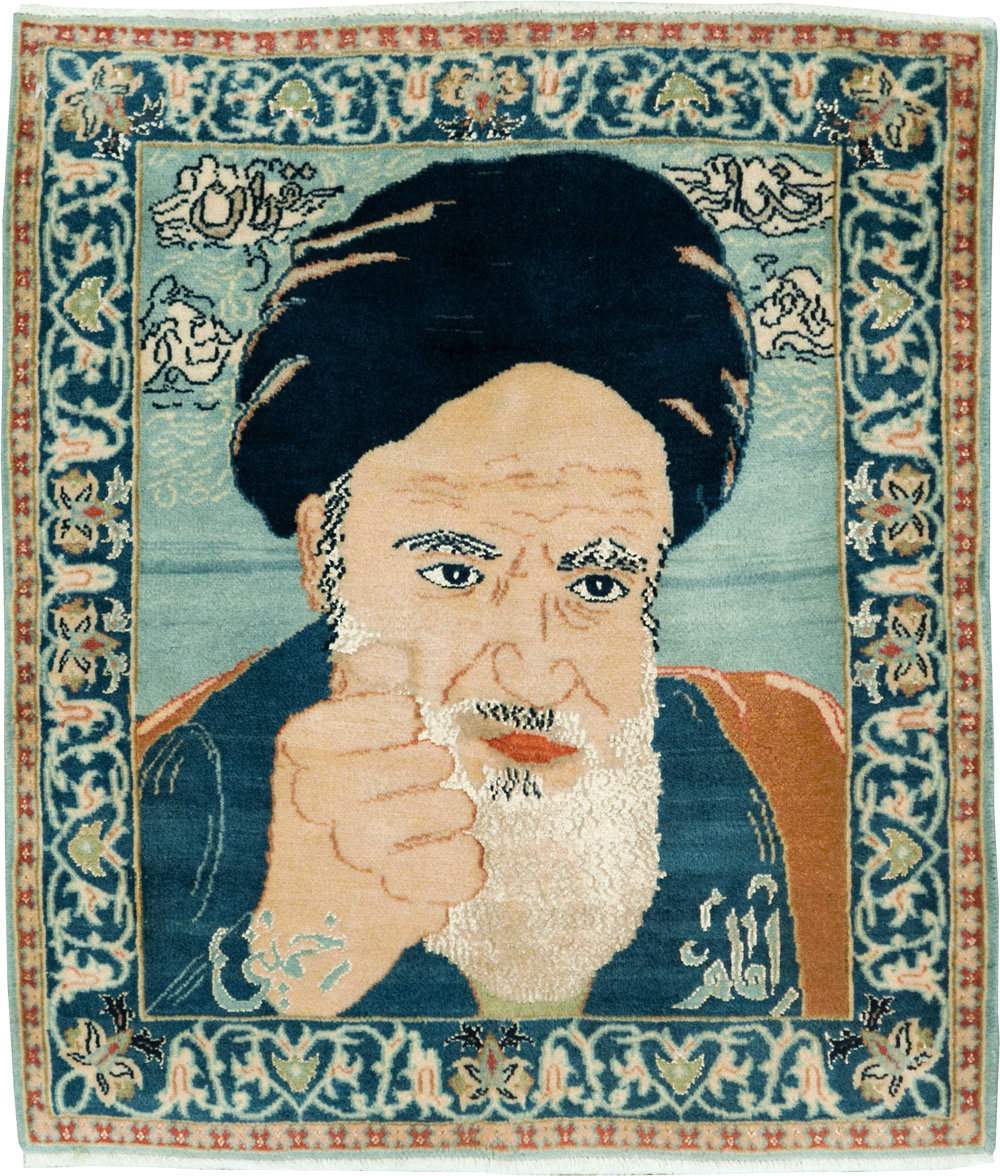 Vintage Persian Nain Pictorial Rug, No.27544 - Staging