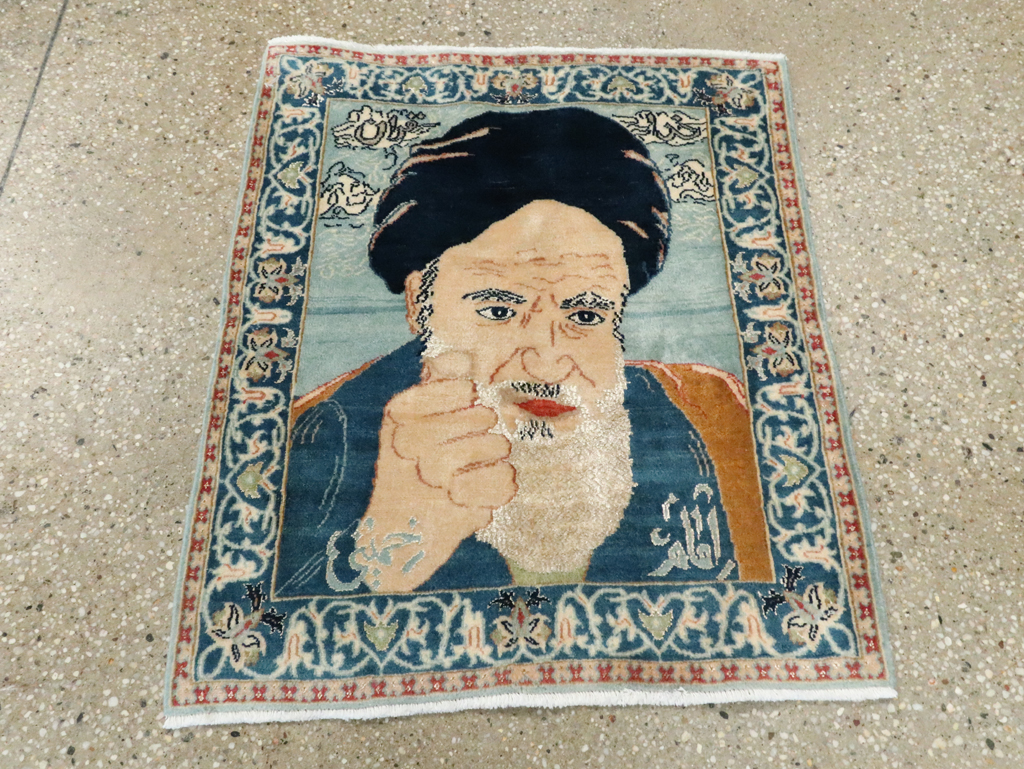Vintage Persian Nain Pictorial Rug, No.27544 - Staging