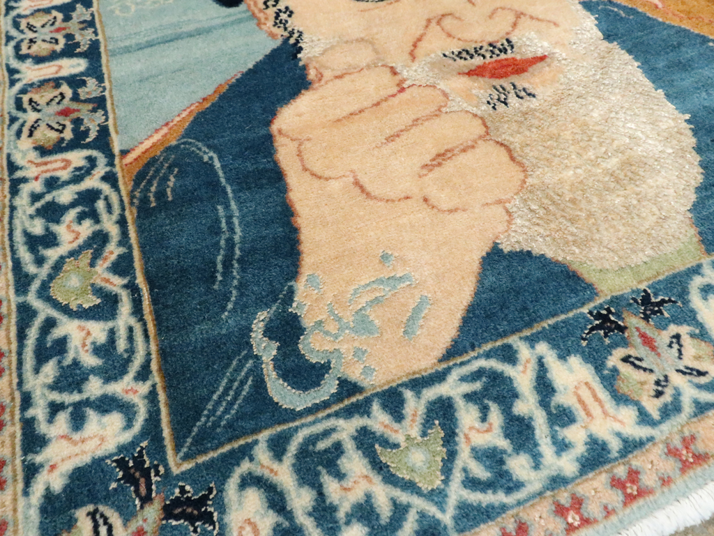 Vintage Persian Nain Pictorial Rug, No.27544 - Staging