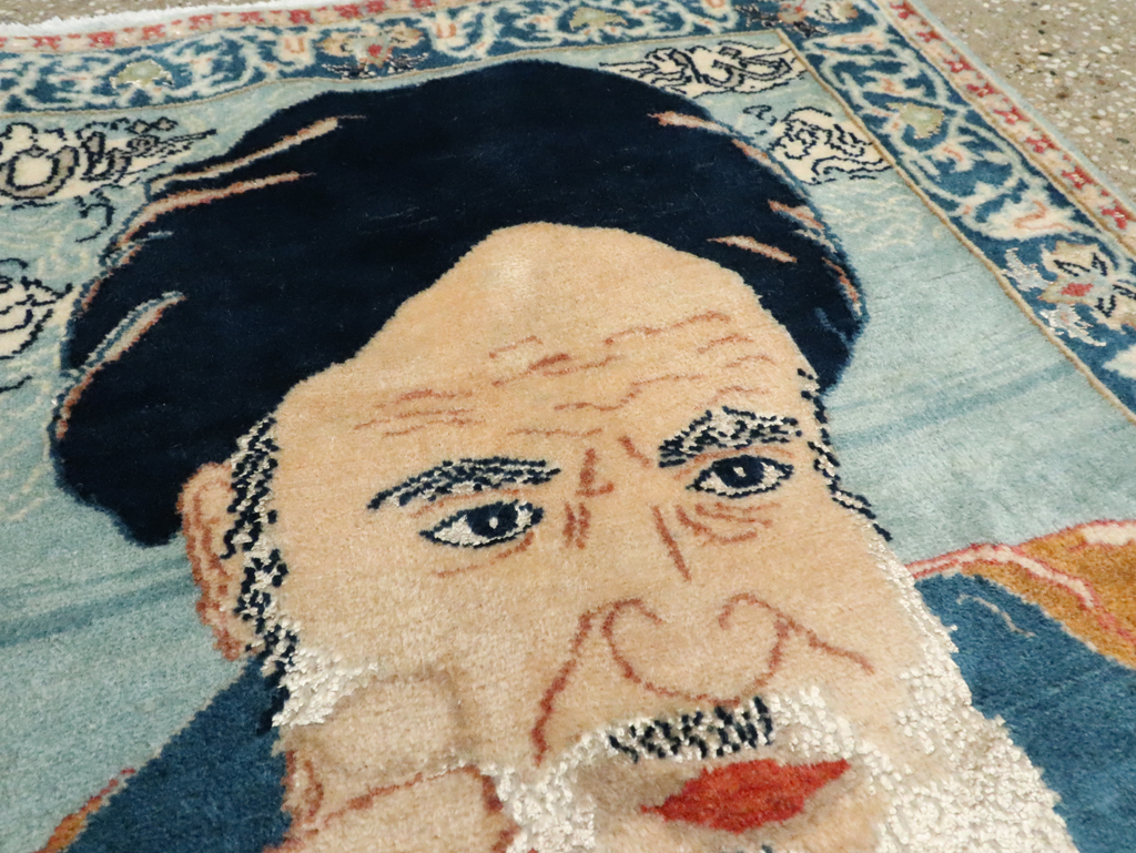 Vintage Persian Nain Pictorial Rug, No.27544 - Staging