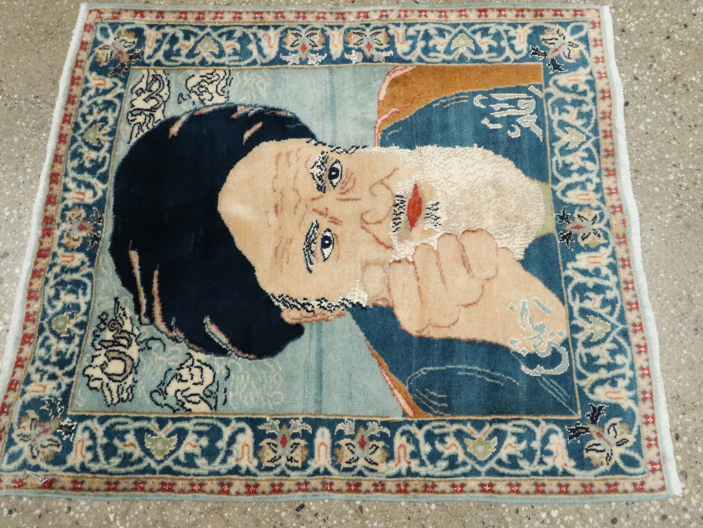 Vintage Persian Nain Pictorial Rug, No.27544 - Staging