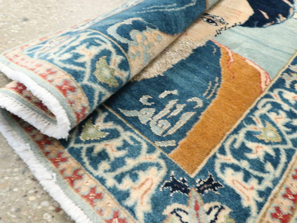 Vintage Persian Nain Pictorial Rug, No.27544 - Staging