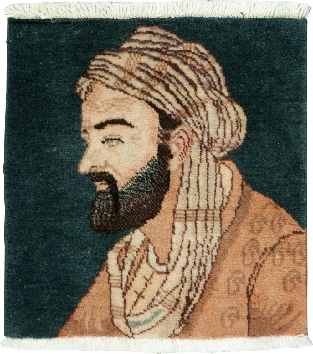 Vintage Persian Tabriz Pictorial Rug, No.27549 - Staging