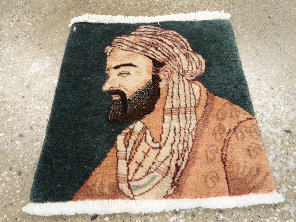 Vintage Persian Tabriz Pictorial Rug, No.27549 - Staging