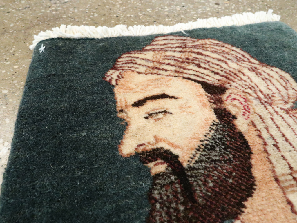 Vintage Persian Tabriz Pictorial Rug, No.27549 - Staging